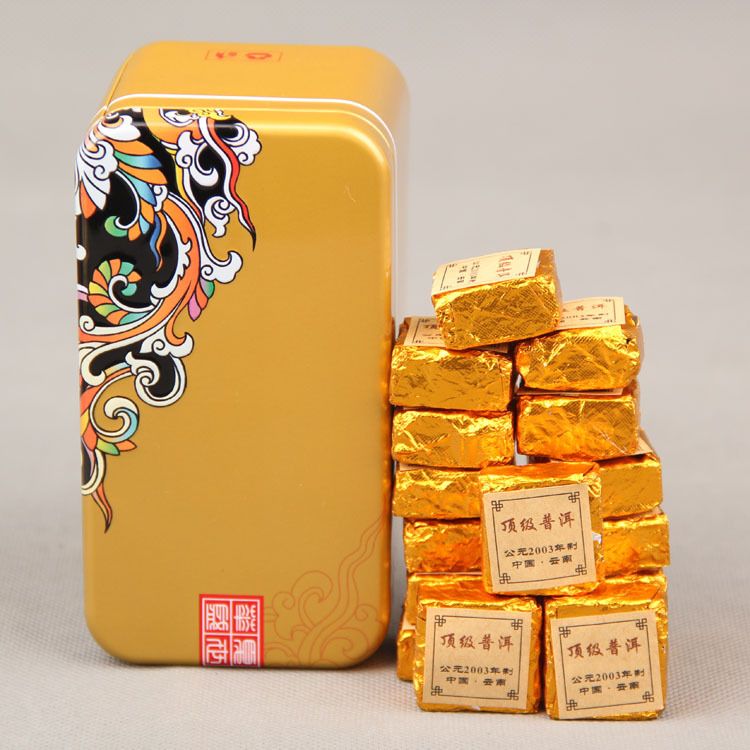 Free shipping 250g Mini Yunnan Puer Tea iron box tea 2003 Black Tea Flavor Pu er