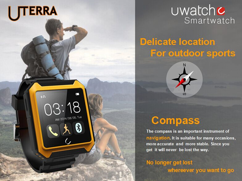 Waterproof Bluetooth Smart Watch Uterra Compass Pedometer,Sleep Monitoring Burglar Alarm for Android Mobile Watch