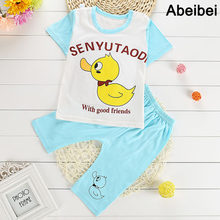 2016Summer 2pcs/set Newborn Baby Clothing Sets 4-24M Brand kids Clothes Bamboo Fiber short sleeve shirt baby set Freeshipping