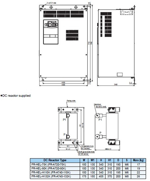 FR-A740-110K-CHT dimensions