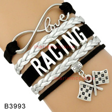 10 Pieces Lot Infinity Love Auto Racing Statement Bracelet Finish Line font b Chequered b