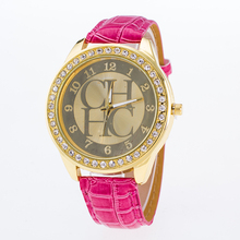 New Fashion Watches Women Quarzt Watch Luxury Rhinestone Golden Dress Watch Women Leather Wristwatch For Ladies Relojes 2016