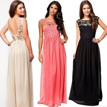 Women’s Lace Chiffon Wedding Summer Holiday Evening Gown Maxi Dress