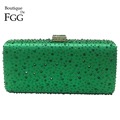 Turquoise Green Diamond Women Metal Box Crystal Clutch Evening Bags Hard Ladies Wedding Party Cocktail Shoulder