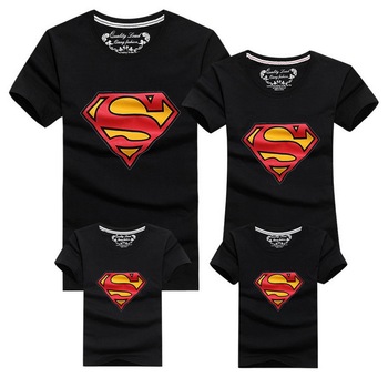 2015 новый семья посмотрите супермен футболки 9 цветов лето семья соответствующие одежда мама и папа и сын и дочь мультфильм наряды, HC315