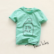 Summer Style Cotton Bottle cartoon printing Boys T Shirts Kids Clothing Tee girls Outwear Child’s Clothes 2016 Cool Fashion