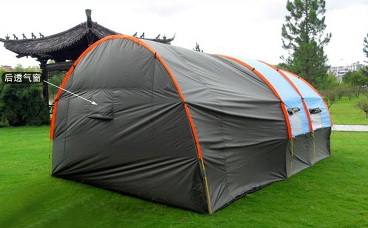 1x 480310210cm big doule layer tunnel tent 5-10 person outdoor camping family party hiking hunting fishing tourist tent house (4)