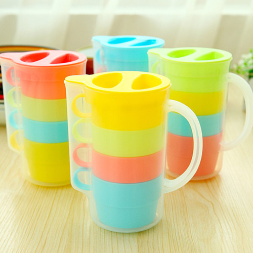 4 pcs set Candy color cup set coffee mug cup with lid tea set zakka travel