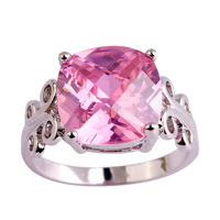 Fashion Rings Solitaire Lady Pink Toapz 925 Silver Ring Size 7 8 9 10 Free Shipping Wholesale Party Jewelry
