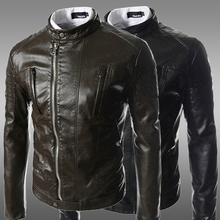 Free shipping Black PU Motorcycle Faux Leather Jackets Men Leather Coat Winter Long Sleeve Fashion 2014 Men’s Coats Jaqueta