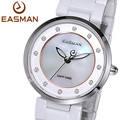 EASMAN Brand Women White Ceramic Watch Fashion Casual Mother of Pearl With 12 Jewel For Ladies