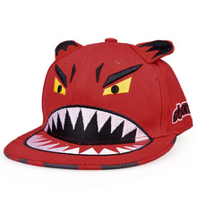 Free Shipping fashion shark cap with embroidery cartoon baseball cap with ears eyes cartoon hip hop