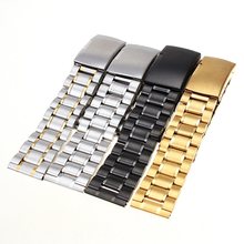 2015 nueva moda 18 – 22 mm de acero inoxidable sólido enlace venda de reloj correa pulsera extremo recto negro oro blanco plata promoción