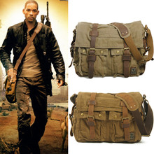 2016 New Design Canvas Men Messenger Bags Military Vintage Canvas&genuine Leather Cross Body Bags 14 or 17” Laptop Satchel Bags