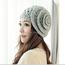 Classic Winter Hats Girls Warm Wool Twist Knitted Hat Fashion Beanies For Woman ladies Flowers mesh