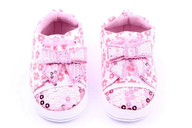 Pink Floral Butterfly-Knot Baby Moccasins Sapatinhos De Bebe Menina Girls Bling Footwear Baby Shoes Girl First Walkers Shoes 