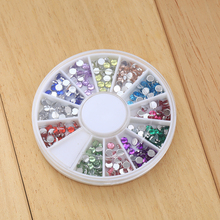 Girls Round Resin Nail Art Sticker Wheel 3D Glitter Rhinestones Nail Design Decoration Manicure Supplies Accessories Hotsale