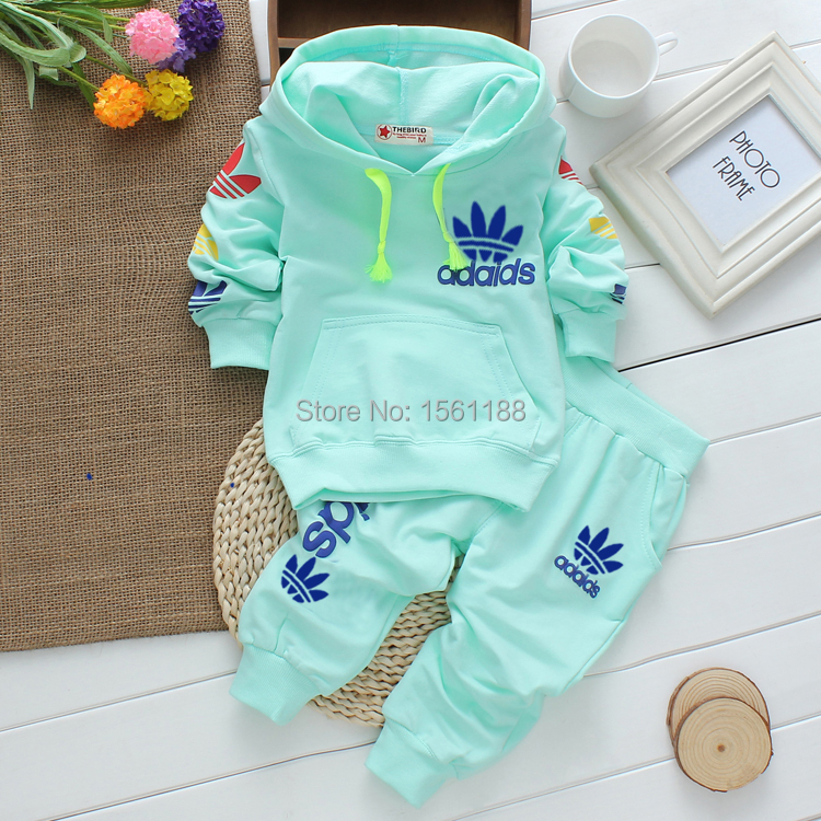 Free shipping 2015 new Spring Baby cotton long sleeved tracksuit two piece Children Sets Novelty Hooded