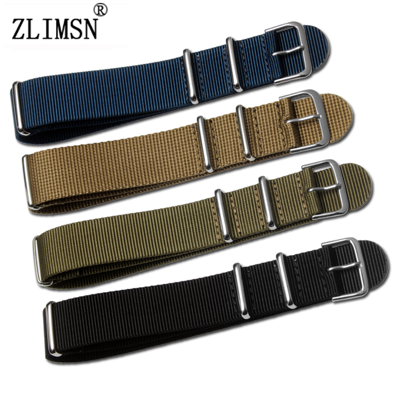 Buy ZLIMSN 20mm Latest Black Nylon Watchbands Fabric Canvas Watch Bands Strap