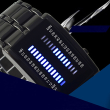 Súper ventas negro plata Lava pantalla LED reloj de hierro Samurai de acero inoxidable reloj para hombre reloj deportivo Digital del envío libre