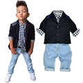 2017 Autumn new arrival boys clothing sets kids Boys long sleeved jacket shirts denim pants 3