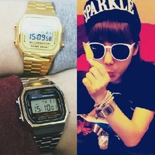 Envío gratis 2015 Luxury Vintage oro relojes hombres electrónica Digital del reloj de plata Light LED reloj