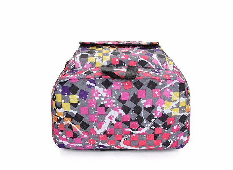 Fashion grid shape women nylon backpack girl school bag Casual Travel bags (15)