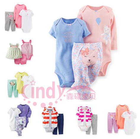 20 Models Carters Baby Girls Set Autumn Cotton Short Long Sleeve Bodysuits Pant 3 piece Clothing