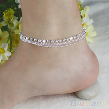 Chic Women’s 4 Layers Crystal Beads Sandal Beach Anklet Ankle Chain Foot Jewelry