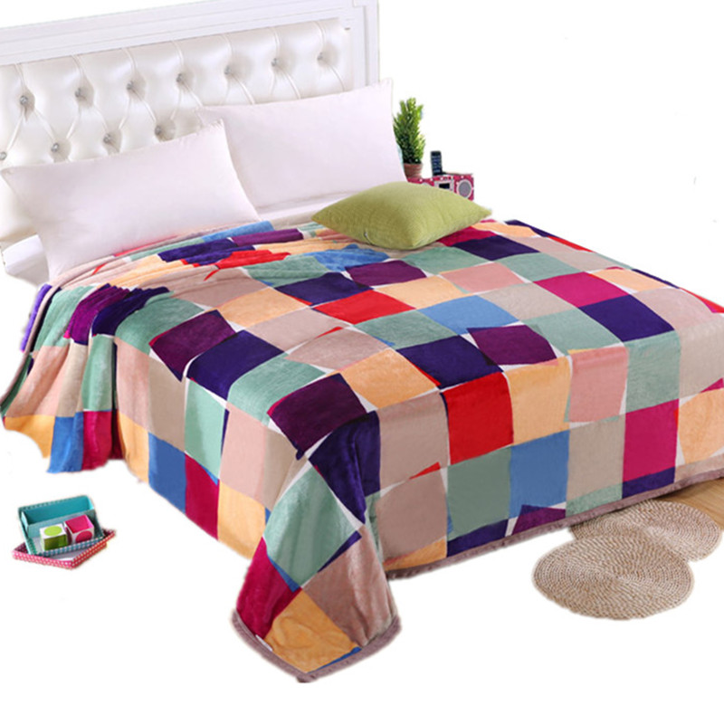 Free shipping Ferret cashmere blanket warm blankets brand fleece font b plaid b font super warm