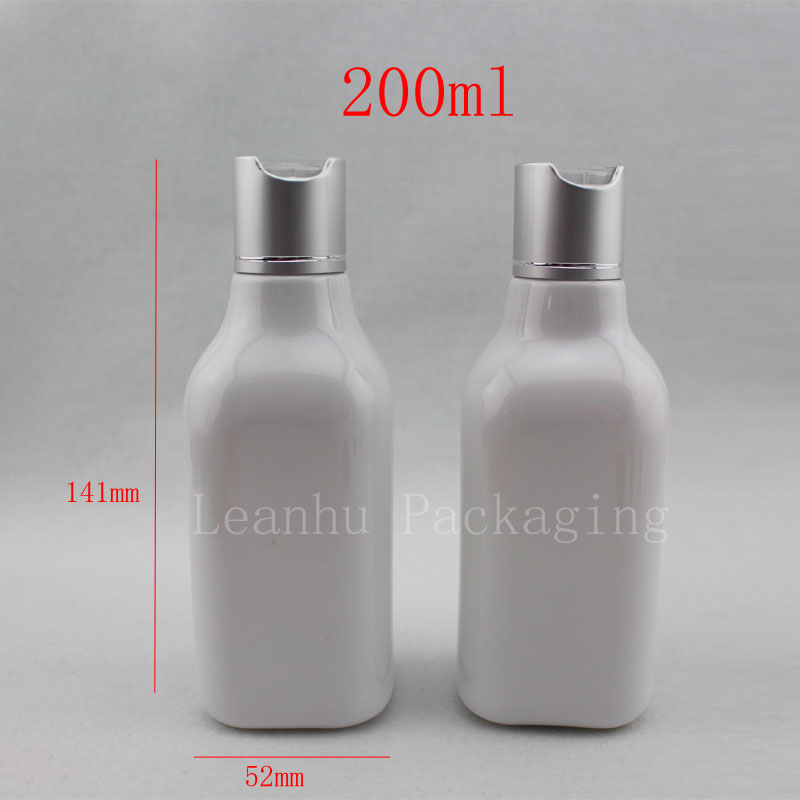 200ml empty white square lotion bottles with aluminum cap, cosmetic packaging plastic bottle,shampoo bottle,essential oils,cream