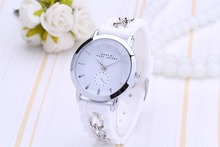 Ginebra Casual Watch Women Watch vestido 2014 hombres de cuarzo militar de silicona reloj de la cadena Unisex reloj de pulsera deportivo de color plata