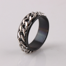black color chain rings 316L Stainless Steel men ring jewelry Free shipping wholesale lots
