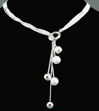 925 Sterling Silver Jewelry Multi Balls Necklace Free Shipping Brand New One Pcs Sales promotion