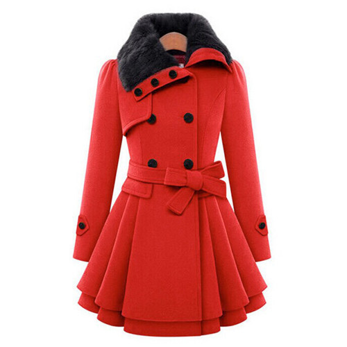 Wool Blended Winter Coat Women 2015 New Fashion Double Breasted Slim Winter Coat Casual Medium-long Elegant Women Woolen Coats (1)