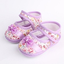 Lovely Infants Baby Kids Bowknot Flower Printed Prewalker Cotton Cloth Shoes New