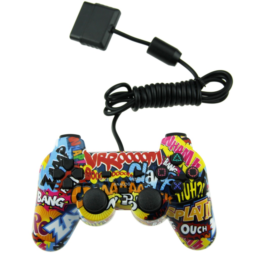 Фотография Comic Design Wired Controller For PS2 Double Vibration Joystick Gamepad Joypad For Playstation 2