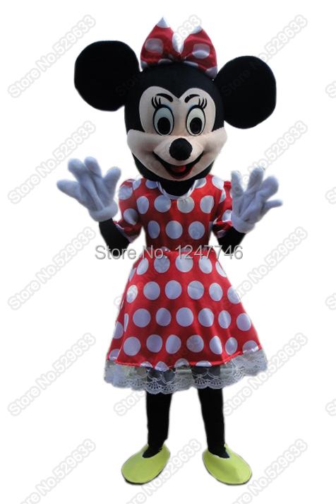 Minnie Mouse Mascot Costume Adult Size Classic Minnie Mouse Cartoon Character Costumes Free Shipping