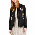 Women Basic Coats 2016 New Fashion Floral Embroidered Women Coats And Jackets Long Sleeve Stand Collar