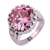 2015 Engagement Fashion Style Pink Sapphire White Topaz 925 Silver Ring Size 6 7 8 9 10 Jewelry For Women Free Shipping