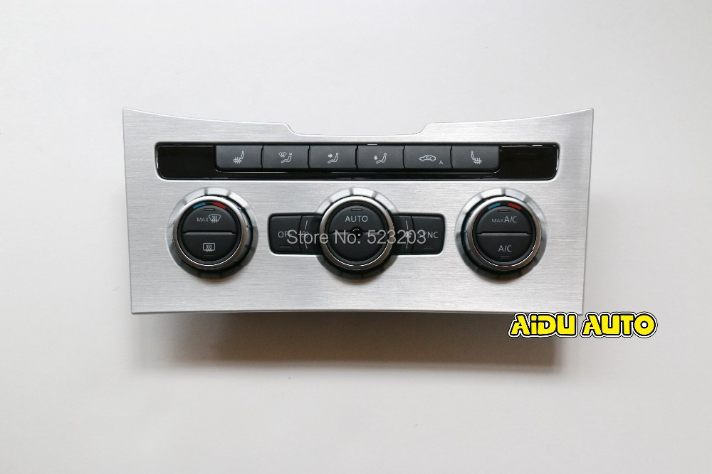VW OEM Climatronic Air Condition Control Switch AC Seat Heater + Brushed aluminum  Panel For  Passat B7 CC 35D 907 044 A