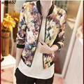 Echo657 2016 Hot Sale 1PC Women Stand Collar Long Sleeve Zipper Floral Printed Bomber Jacket Oct