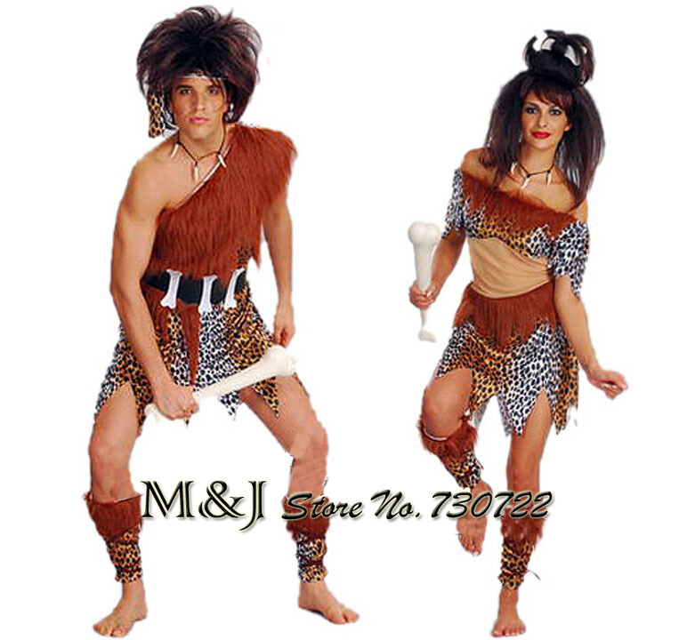 Free shipping!Halloween adult couples savage suit masquerade Christmas crazy primitive bar party supplies leopard savage costume