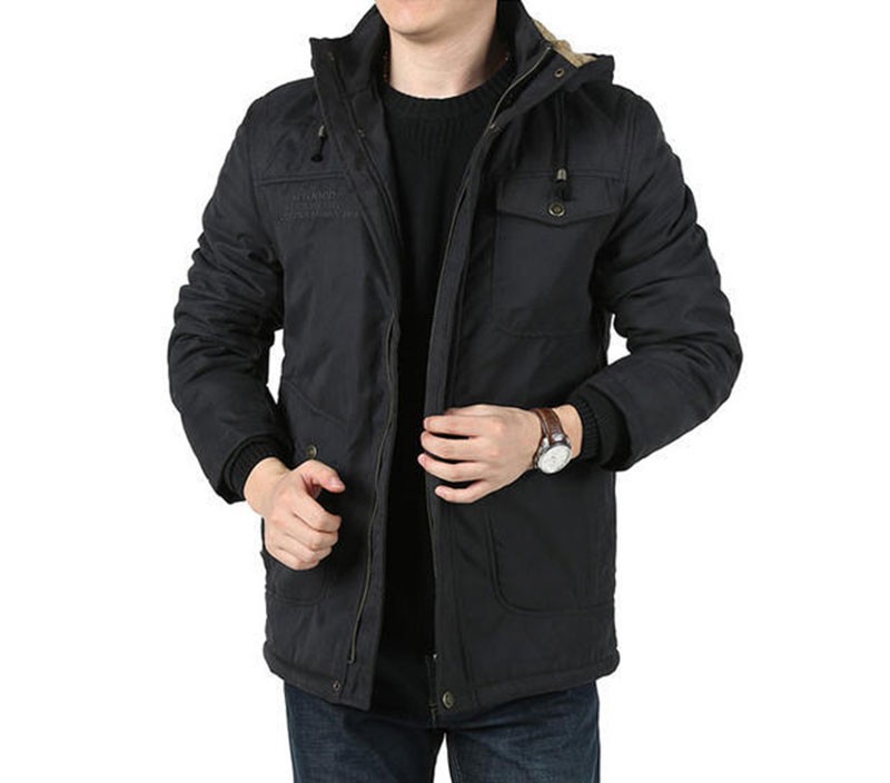 M~3XL Autumn Winter Mens Fleece Jackets Coats Hooded AFS JEEP Brand Slim Long Casual Cotton Outdoor Plus Big Size Casual Jacket (3)