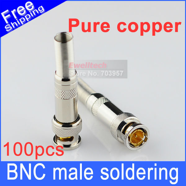 100pcs PURE COPPER Soldering BNC Male Connector Plug to RG59 Coaxial Cable Coupler Adapter for CCTV