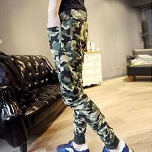 2016 Hot Men s New Arrival Camo Pants Stylish Slim Elastic Waist Trousers Navy Blue Green