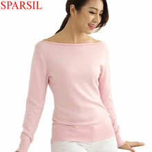 High Quality 2014 Cashmere Sweater Women Female Knitted Sweaters Long Sleeve Pullovers  Slash Neck Sweater With 4 Colors