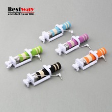 portable Mini folding mobile phone Wired self Selfie Sticks For iphone samsung galaxy Built-in Shutter Camera Monopod Tripod