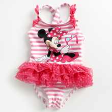 Girls Swimsuit 2016 New Children’s Cartoon Swimsuit Girls Baby Swimsuit Children’s Pink Lovely Mouse One-Piece Swimwear