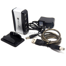 Free Shipping! 1PC New Black USB 7 Port HUB Powered + AC Adapter Adaptor Cable Kable High-Speed US Plug